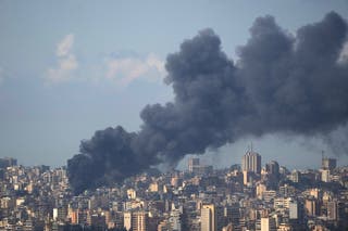 Smoke rises following an Israeli airstrike on a building in Beirut, Lebanon, Wednesday, April 8, 2026.